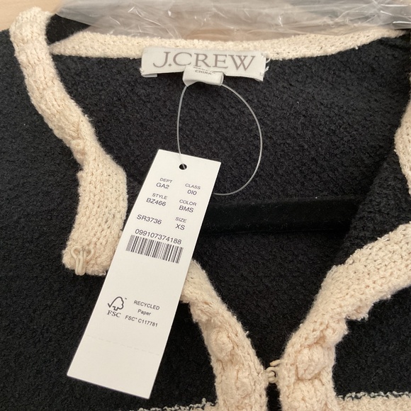 J.Crew Odette Sweater Lady Jacket in Black Muslin Striped Boucher Cardigan - Picture 6 of 10